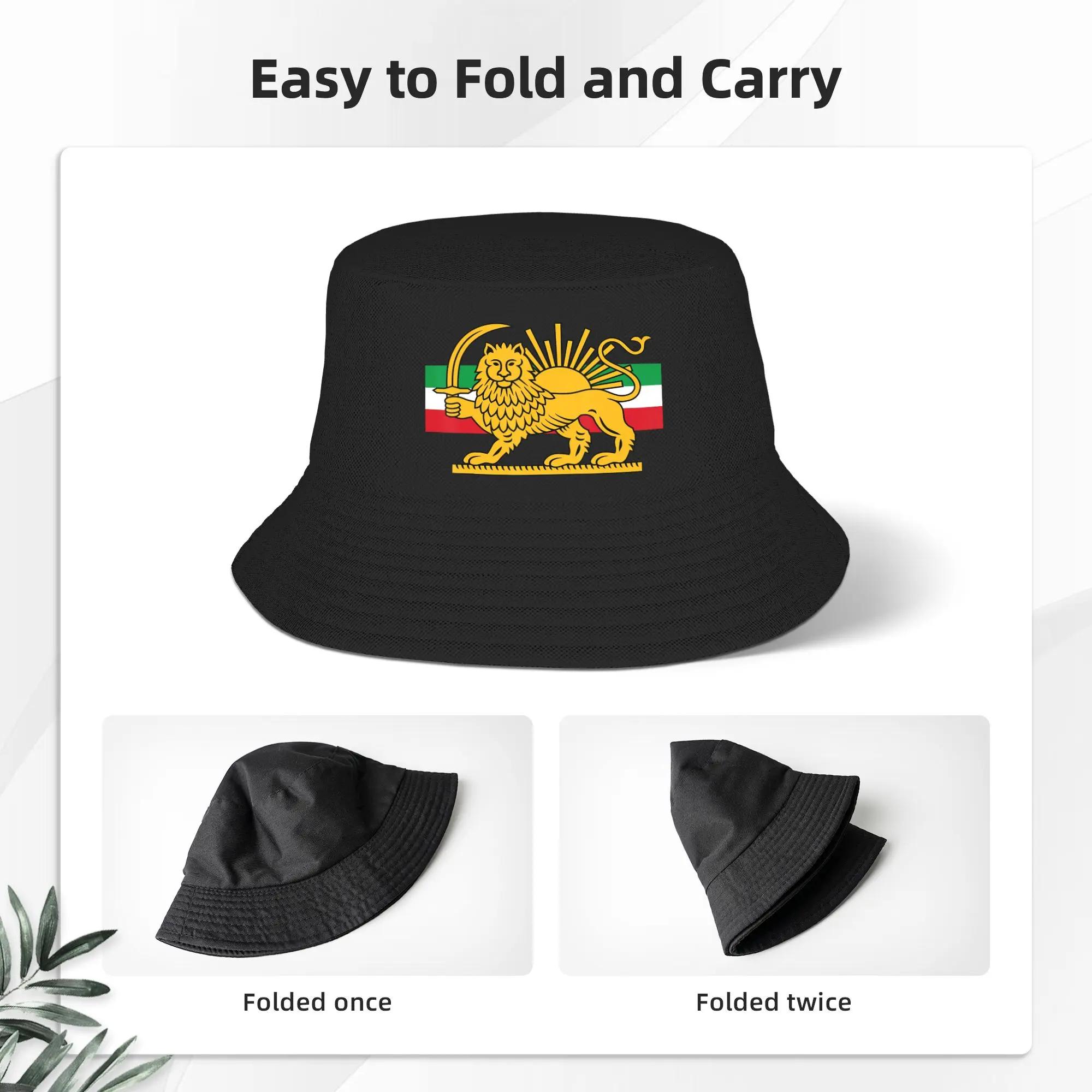 Unisex Iran Persia Bucket Hat, tragbare Fischerhüte, Sommermode, Urlaubskappen, Outdoor-Grafik-Sonnenschutzhut