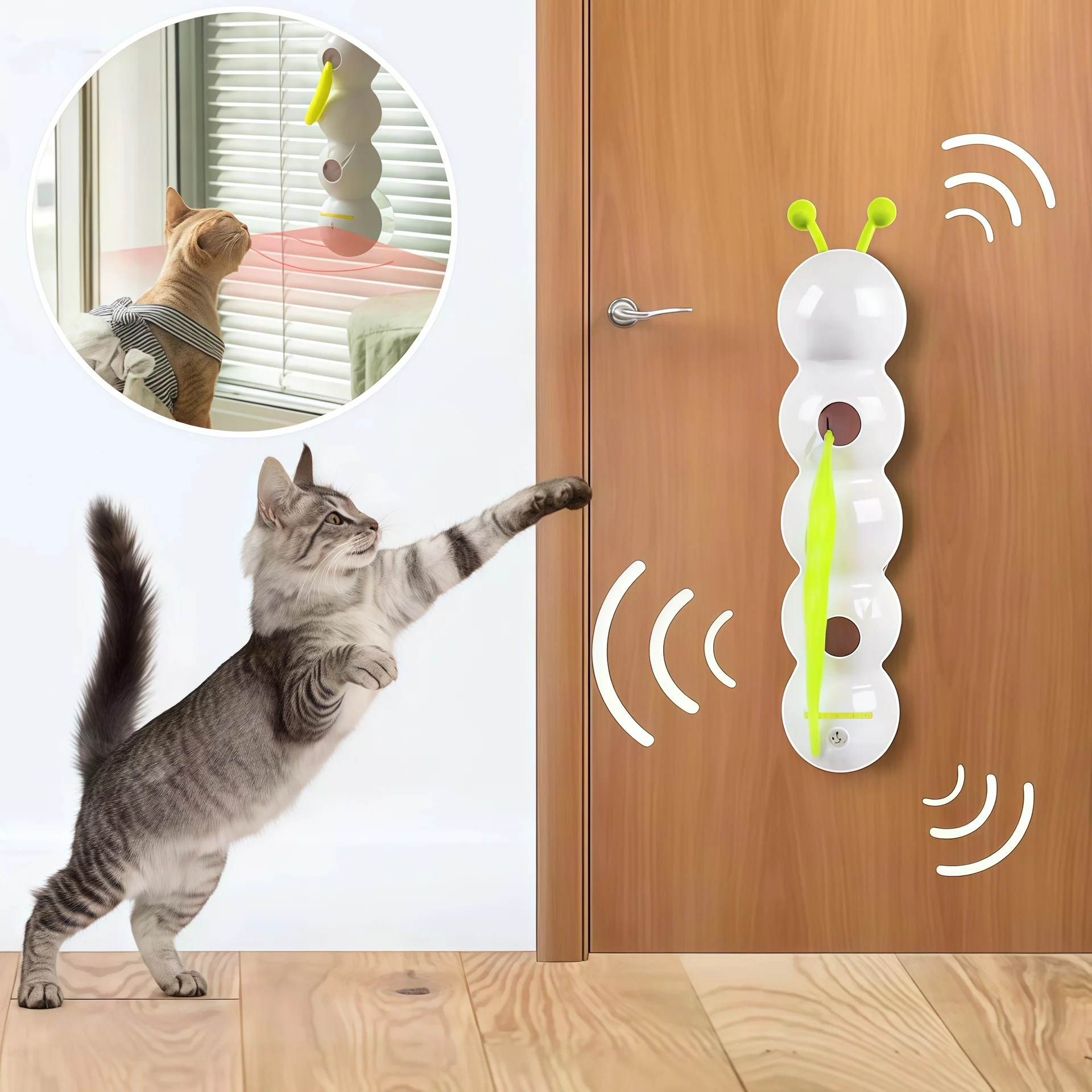 

Intelligent Interactive Cat Toy Motion Activated Wack A Worm Post Toy With Tail Automatic Emerging from The Hole Teasing Cat Toy
