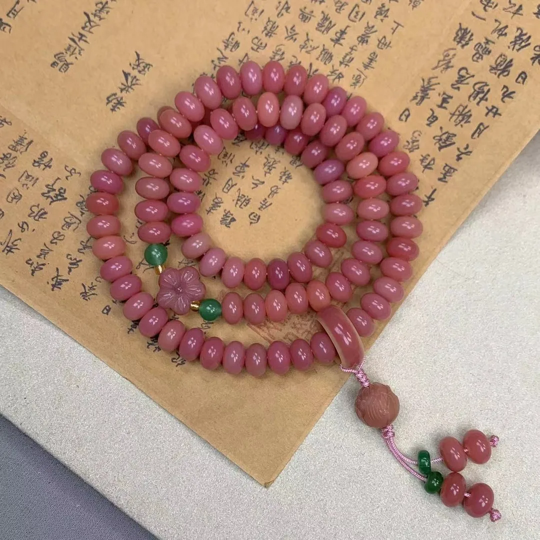 Spring Water  Pink Bodhi Buddha Bead Hand String Female Chinese Style Holding Three Circles of Prayer Bead Plate Playing