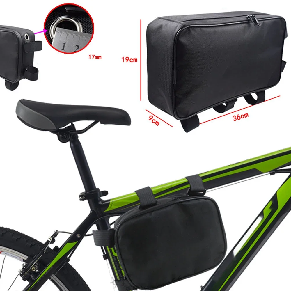 36cmx19cmx9cm Bicycle Beam Bag Battery Controller Hanging Fixed Tube Frame Bike Bag Li-Ion Storage Waterproof Cycling Bag