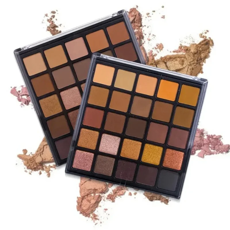 Sombra de ojos de 25 colores, paletas compactas de sombra de ojos desnuda, maquillaje metálico, brillo y materia, kit de sombra de ojos ahumada y cálida PE25