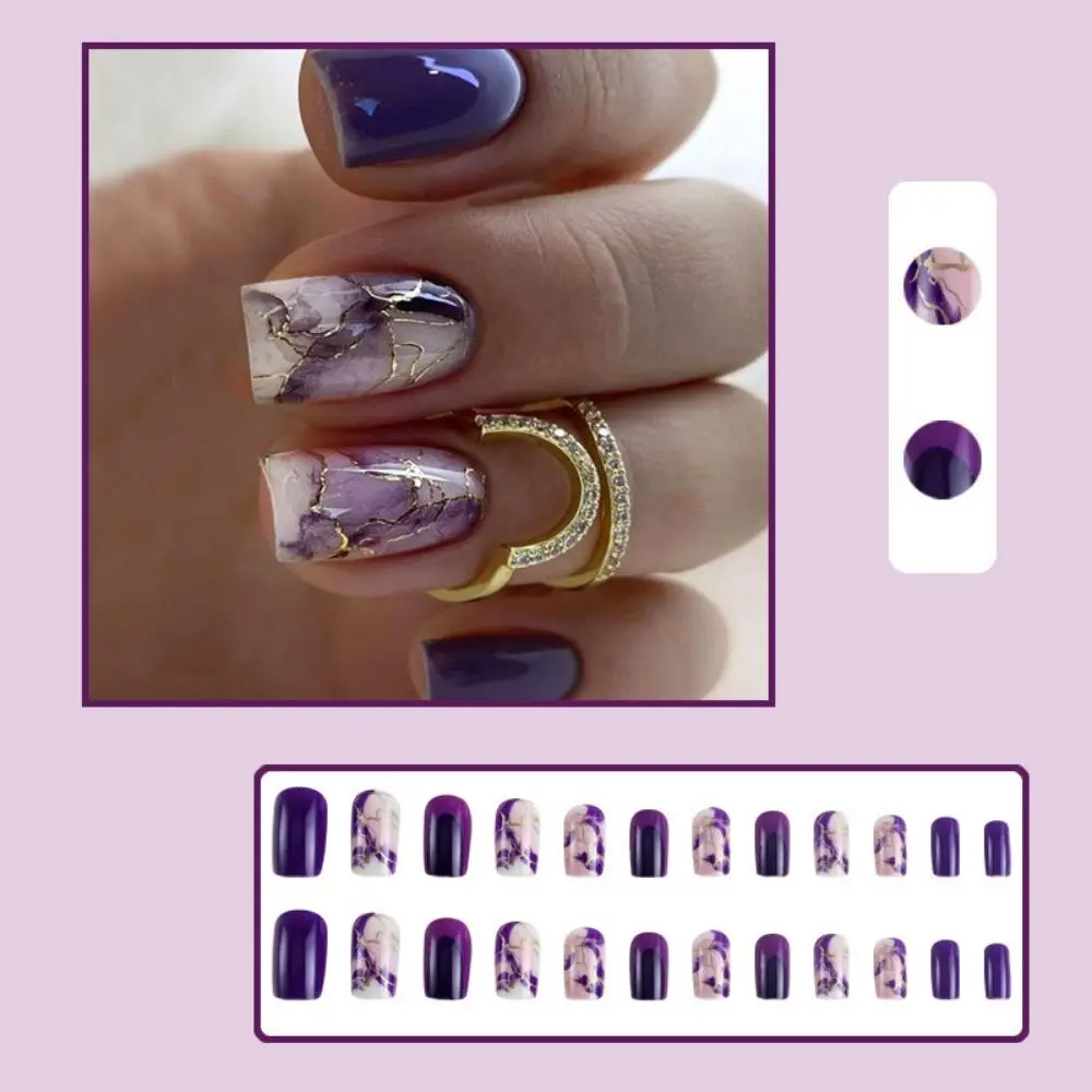 Delicate ABS Women Fake Nails Smudge Glitter Powder Long False Nails Coloured Drawing Elegant Nail Art Tools Daily Wear