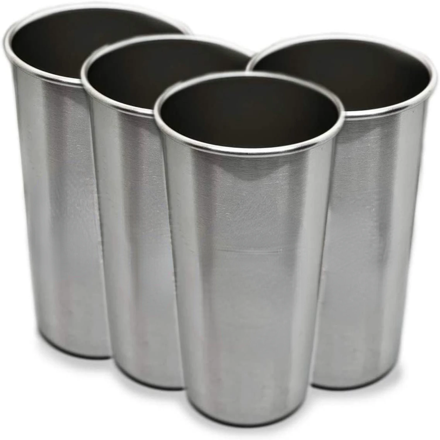 High-Quality Premium Set of 4 Durable Stainless Steel Cups by AMERICA FOREVER - Versatile, Laser Etched, Safe, and Reusable 16oz