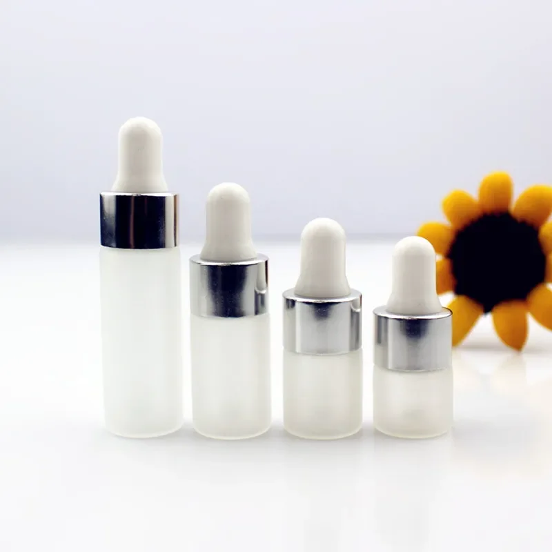 50pcs Empty Glass Perfume Bottle Essential Oil Vials Frosted Glass Bottles With Pipette Dropper 1ml 2ml 3ml 5ml