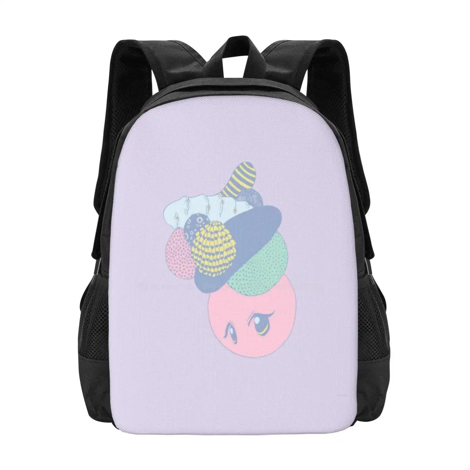 Mokgori#06 Pattern Design Bagpack School Bags Quirky Kawaii Character Design Doodle Art Hand Drawing Candy Colour Cotton Candy