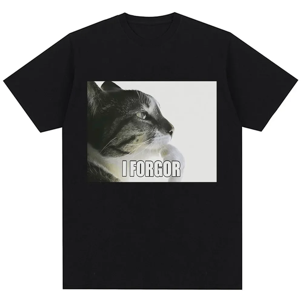 

I Forgor Funny Cat Meme Graphic T-shirt Men Trendy Humor Vintage T Shirts Casual T Shirt Streetwear Gifts Shirts for Women