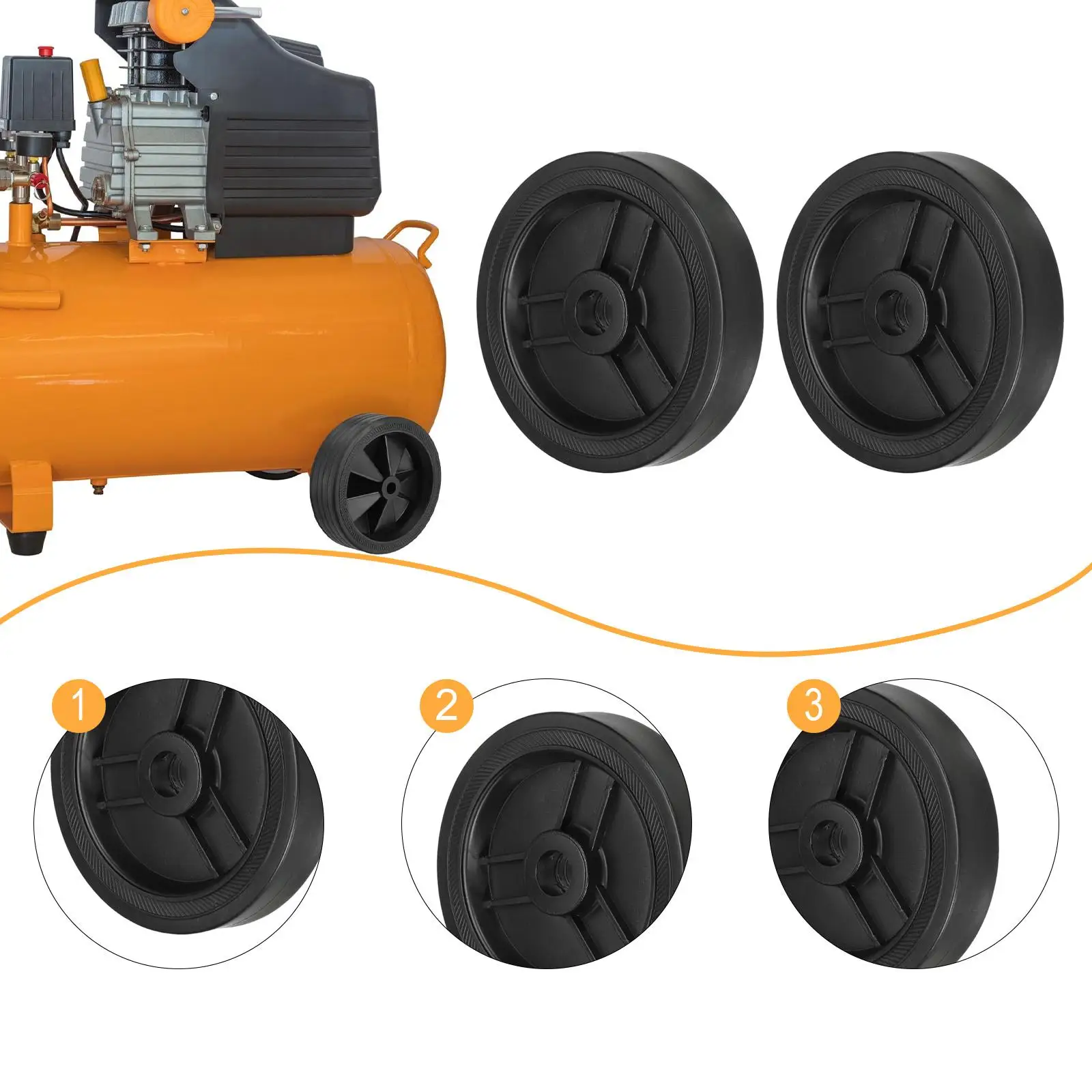 2Pcs Air Compressor Wheels Screws Not Included Sturdy Repairing Universal Practical Replace Spare Parts Replacement Wheels