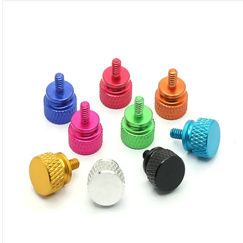 3/5/10pcs 6#-32x6 /M3.5 Aluminum step thumb screw Computer case Screw Knurled Hand Screws anodized 11 colors