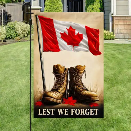 Botas militares del Día de la Recuerdo Bandera canadiense Bandera de jardín ZZJ