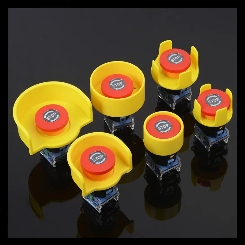 Yellow 22mm Emergency Stop Button Protection Cover Button Switch Emergency Mushroom Head Protection Seat Protection Cover Ring