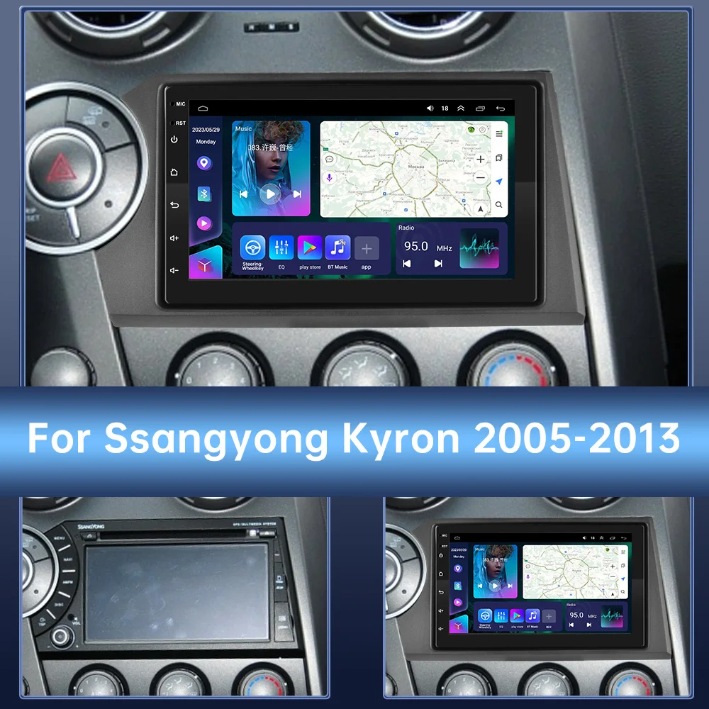 For Ssangyong Kyron Actyon 2005-2013  Android 12 Car Radio Multimedia Auto Carplay Navigation GPS Stereo 2 din 4G+WIFI Head Unit