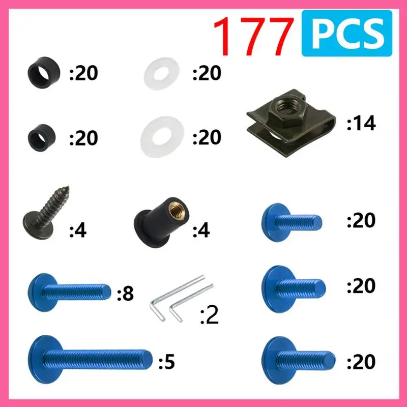 

HOT-177Pcs Набор винтов для крышки ветрового стекла Набор винтов для обтекателя Аксессуары для мотоциклов