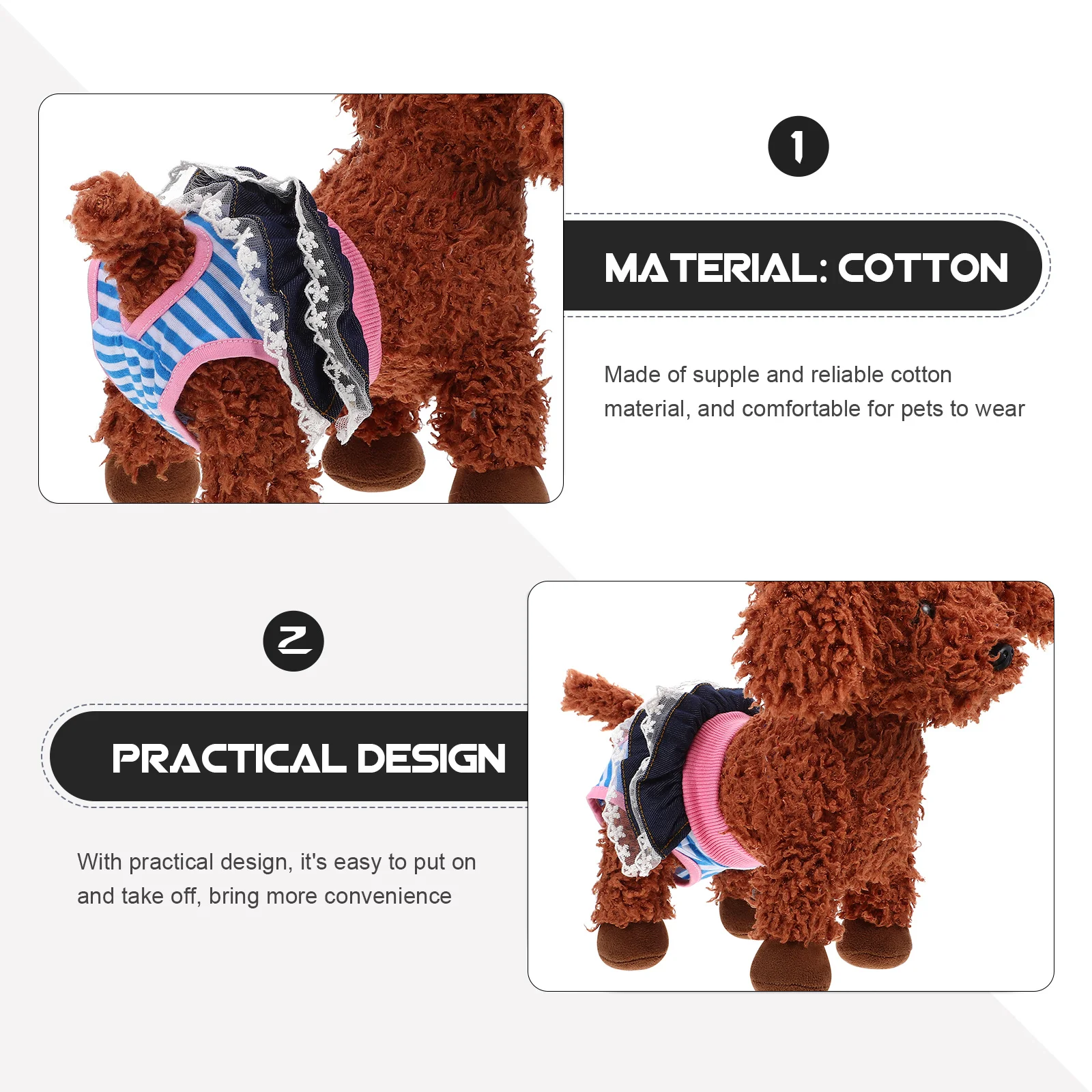 

Reusable Doggy Diaper Washable Comfortable Female Pet Use Soft Lining for Puppies Incontinence Heat Period Practical Safe