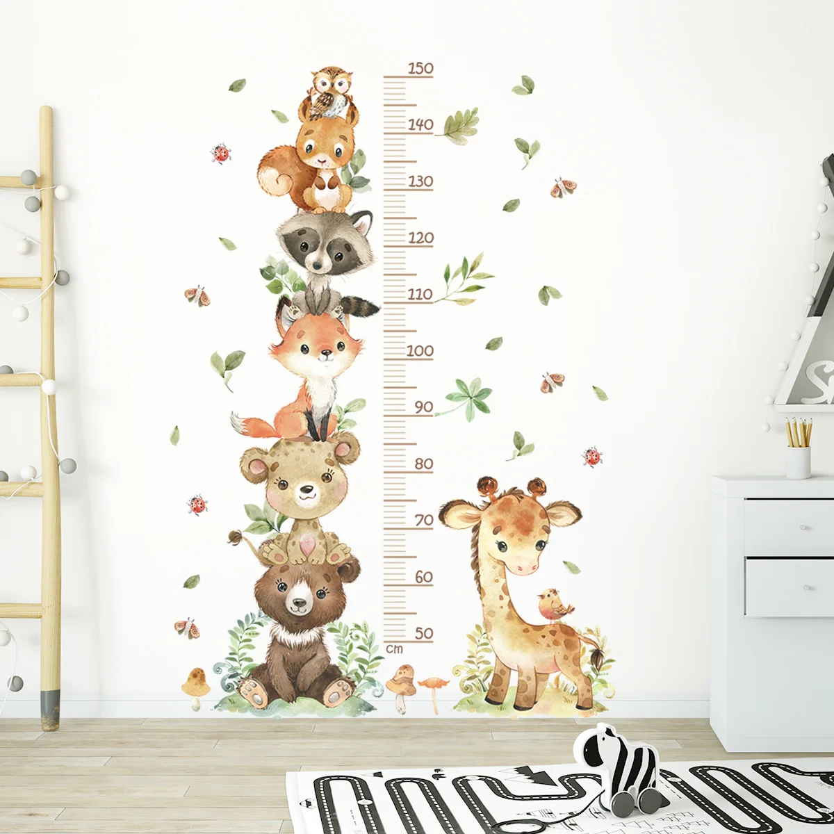 1Set Novelty Funny Cartoon Animals Height Wall Stickers Art Home Decorations Wall Decals For Living Room Kids Room Wall Decor