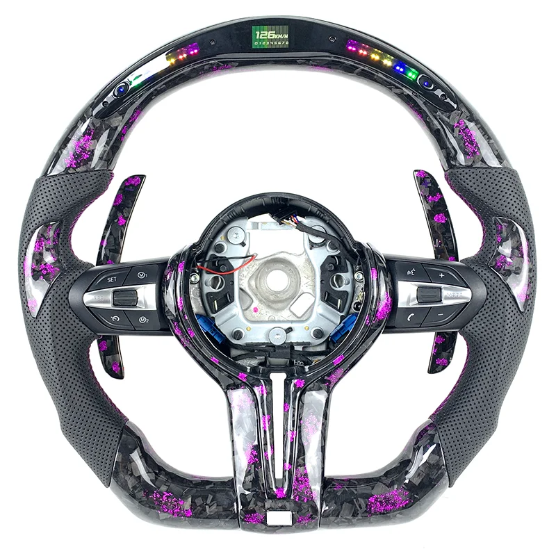 LED Purple Petal Forged Carbon Fiber Steering Wheel For BMW F20 F22 F30 F35 F32 F01 F02 F10 F18 M2 M3 M4 M5