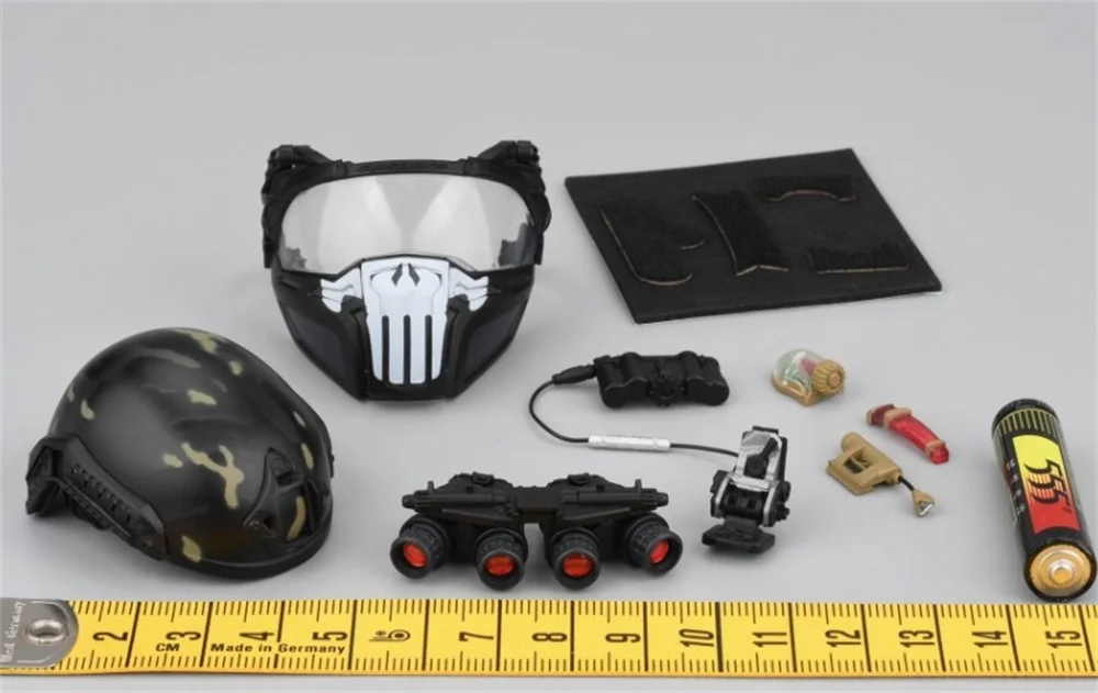

EASY&SIMPLE ES SDS13R Soldier Death ZERT One Ticket Way Black Toys Model Helmet Night Vision Mask Toys Model For 12" Doll 1/6
