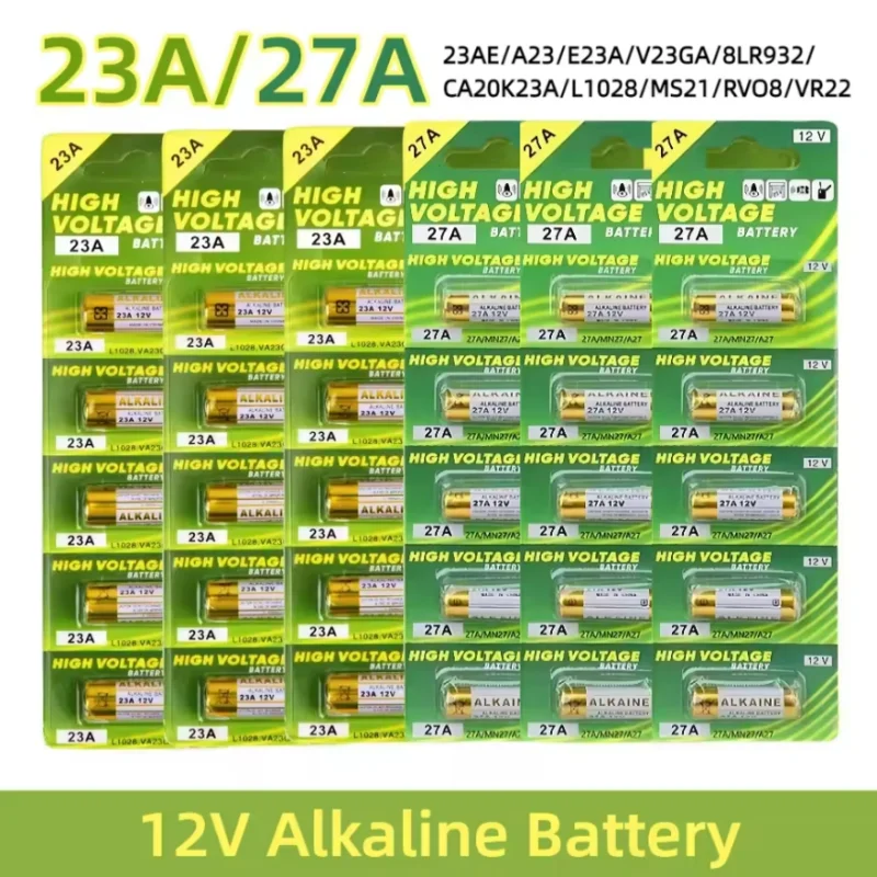 5PCS 23A 27A 12V Dry Alkaline Battery A27 Batteries 27AE 27MN A2 L828 K27A for Remote Control Gamepad Flashlight Doorbell Toys