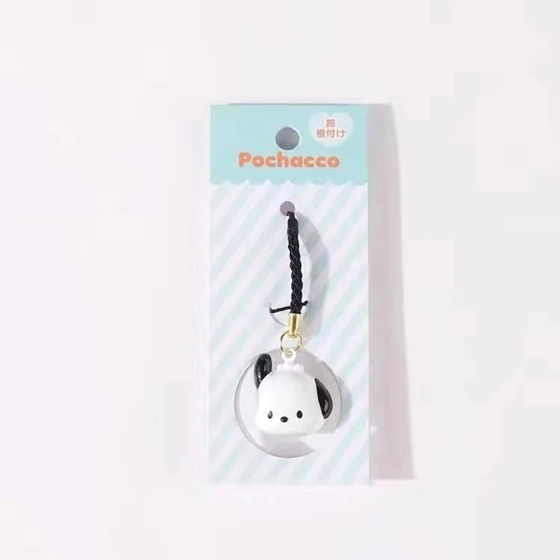 Sanrio Anime Cinnamoroll Kawaii Water Sound Bell colgante para teléfono celular Charm Cute Pochacco mochila colgante llavero regalo para niña