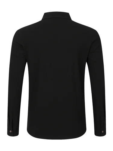 Imagen 2 del producto Nueva camisa casual de lino con bolsillos de color sólido de otoño para hombre