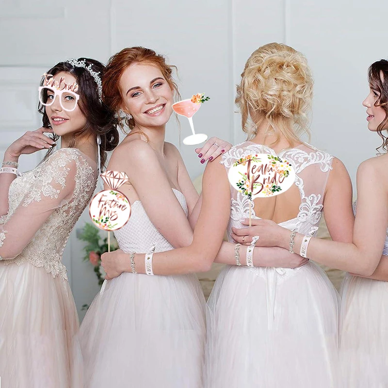 10 Stück Team Bride Photo Booth Requisiten Brille Bachelorette Junggesellinnenabschied Dekorationen Braut zu sein Just Married Photobooth Party Dekor
