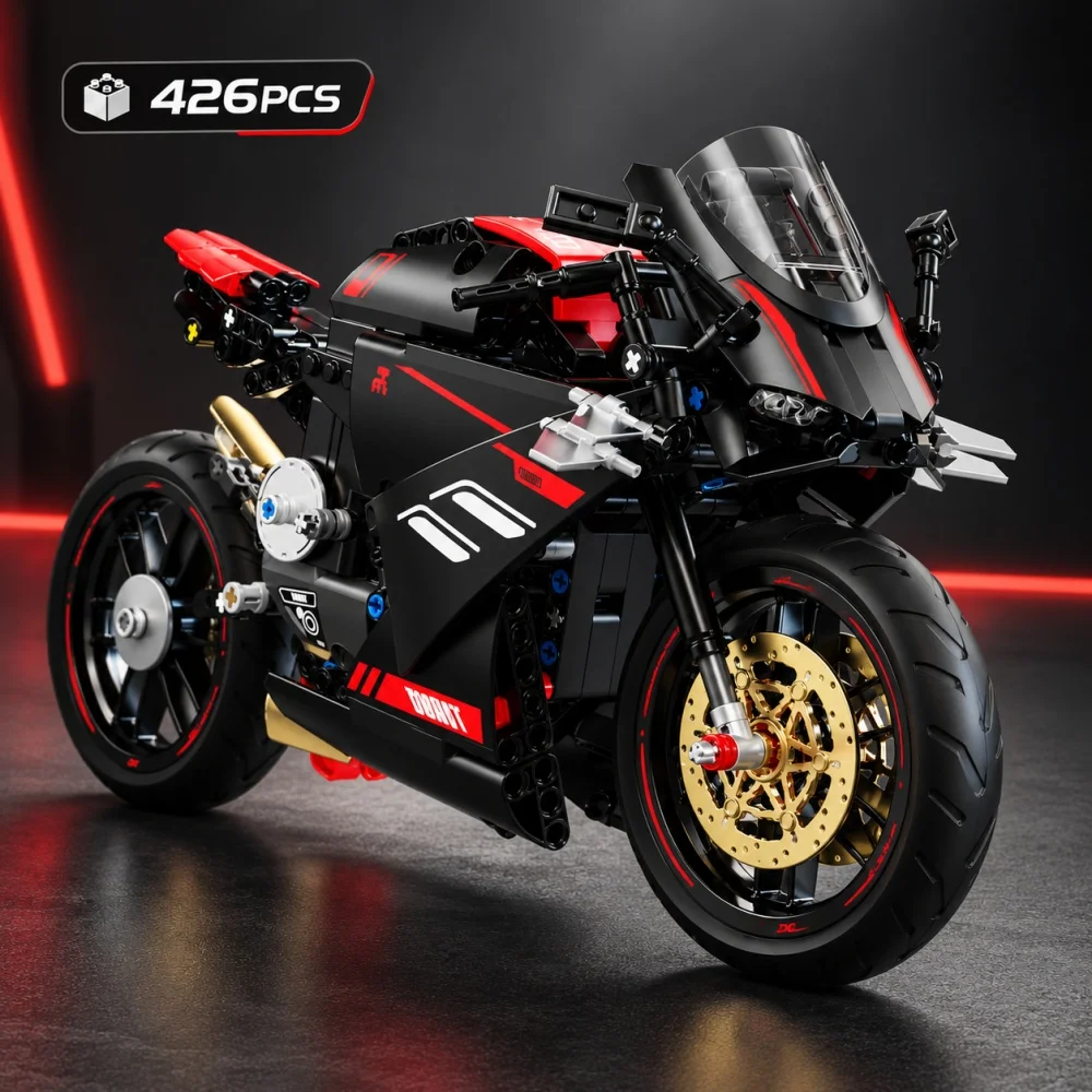 426-teiliger Technischer Baustein-Satz für Schwere Rennmotorräder, MOC DIY Geschwindigkeits-Motorrad-Fahrzeugmodell, Kreatives Desktop-Geschenk