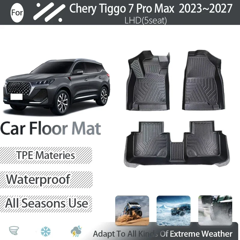 Car Floor Mats For Chery Tiggo 7 Pro Max Ebro S700 Xcite X-7 DR 6.0 Sportequipe 6 2023~2027 TPE Pad Foot Cover Auto Accessories