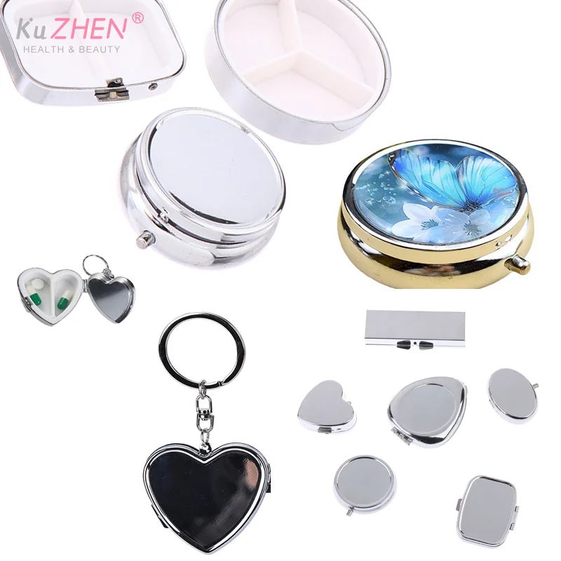 Waterproof Pill Tablet Metal Pill Box Portable Rectangle Round Shape Medicine Case Light-Weight Holder Container Travel Home Use