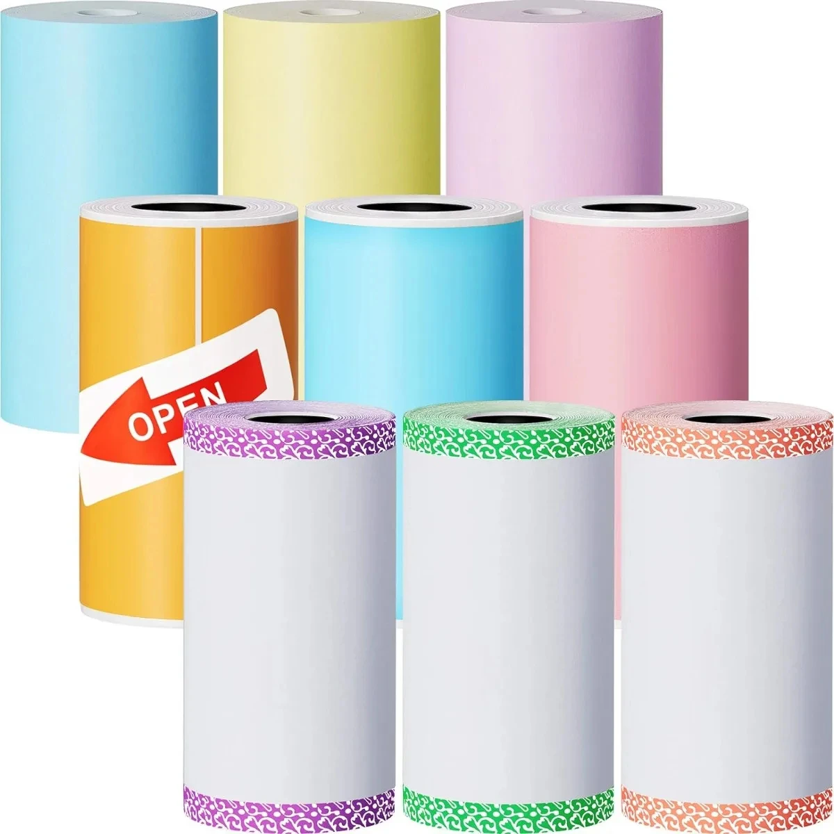 Thermal Printer Paper 57mm Colorful Mini Printing Paper Roll and Self-Adhesive Printable Sticker For Portable Thermal Printers