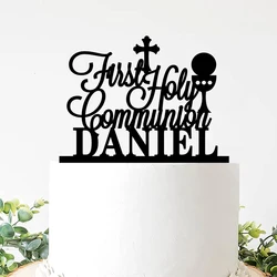 Custom Name First Holy Communion Cake Topper Acrylic Wood Personalized Religious Baptism Birthday Party Baby Shower Decorations