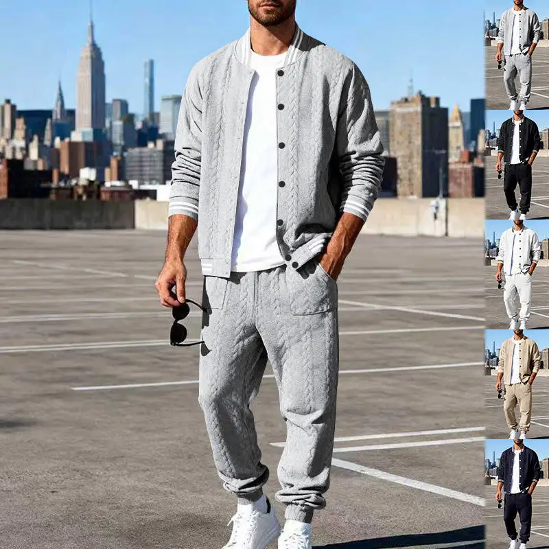 

New Men's Flight Suit Baseball Jersey Embroidered Sportswear Set Long Pants Autumn Collection Comfortable Casual Outfit