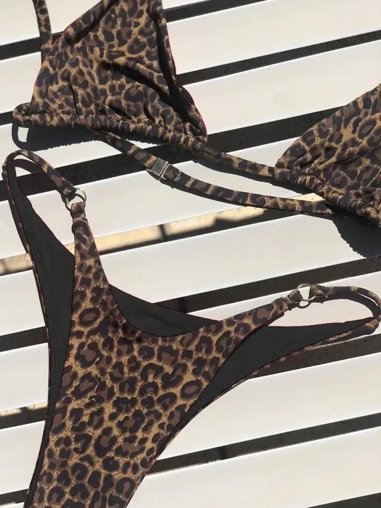 Alta corte micro biquíni feminino leopardo bandagem push up maiô sexy maiô acolchoado tanga banho biquini trajes de bain 2025