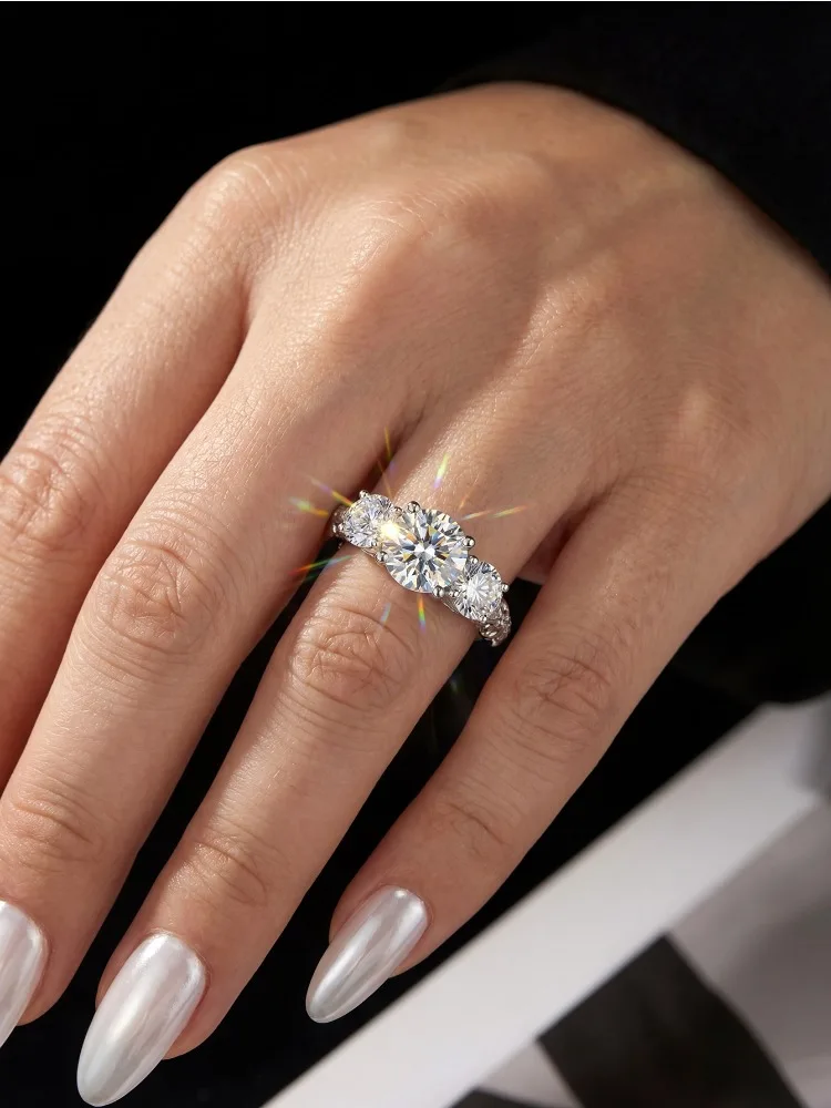 Wunderschöne 0,5CT Moissanit-Diamant Vollrunde Verlobungsringe für Damen, Hochzeit, Jahrestag, Luxus-Modeschmuck – Detail 3