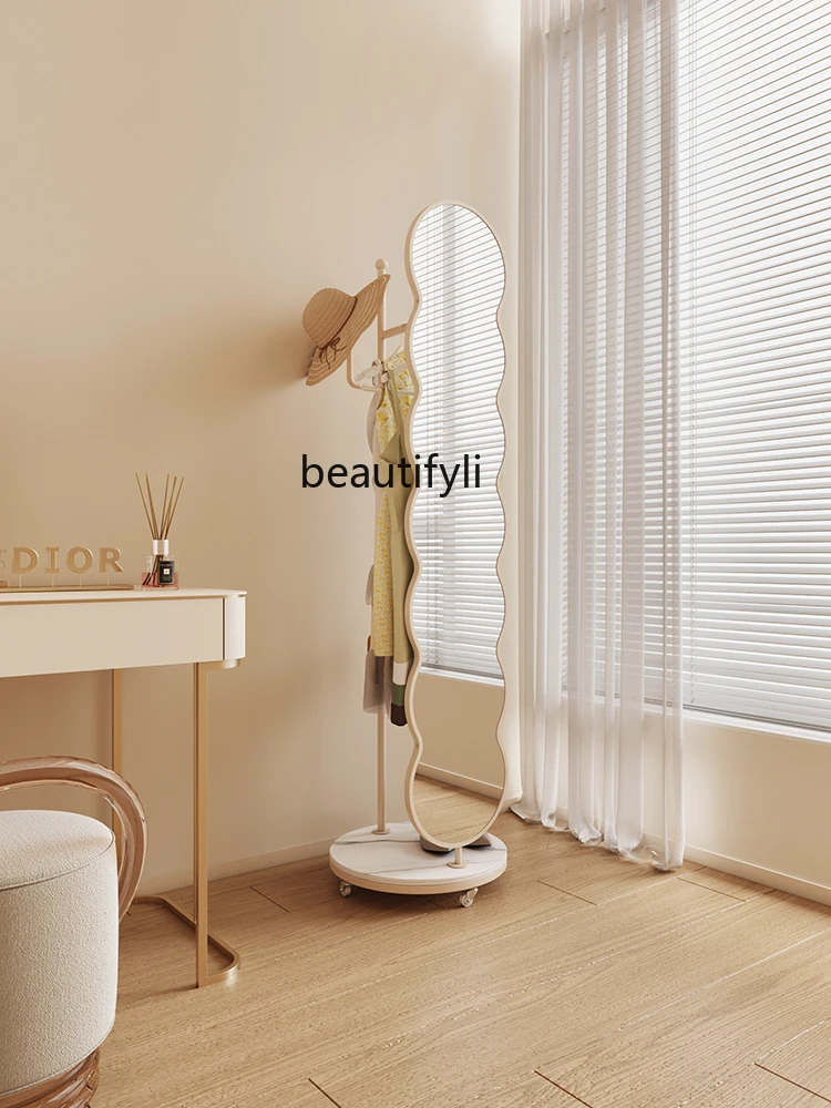 

Full Body Floor Mirror Household Hangers Coat Rack with Mirror Integrated Rotating Dressing Mirror