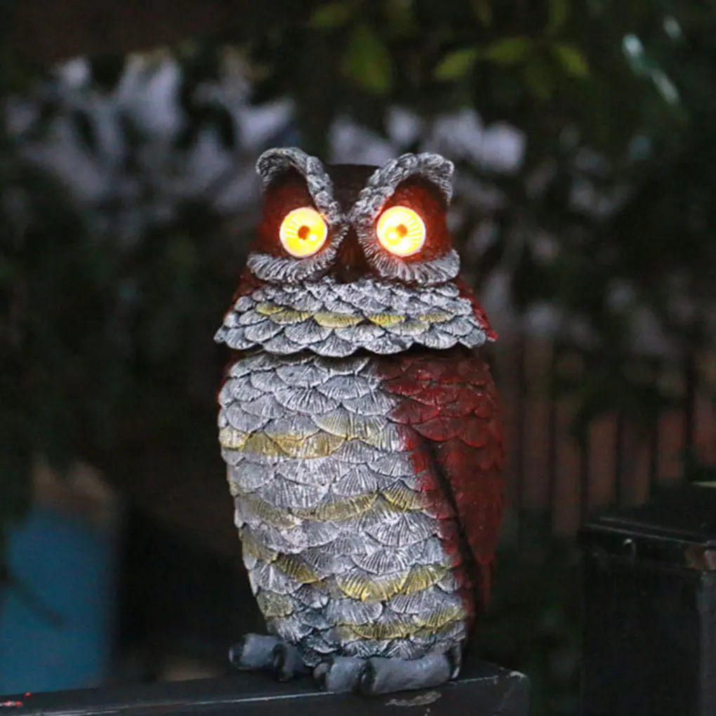 Simulation Owl Solar Powered Lamp Animal Ornament Garden Lights Drives Away Birds LED Light Outdoor Garden Balcony Decoration