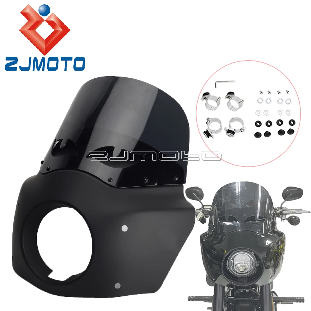 

12'' Windscreen Moto Headlight Fairing Mounting Kit For Harley Sportster 1100 800 1200 Hugger Deluxe Super Low Nightster 1986-15
