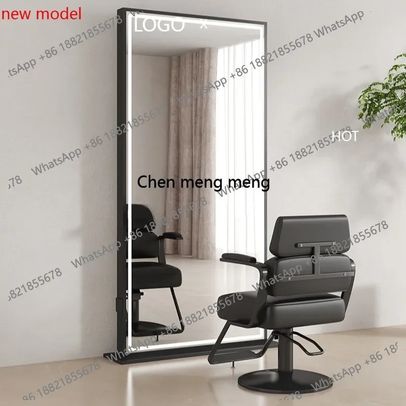 h178Hair Salon Full Body Mirror with Lights Decorative Mirrors for Hair Salon Barber Shop Custom Wall Mirror Integrated Cabinet
