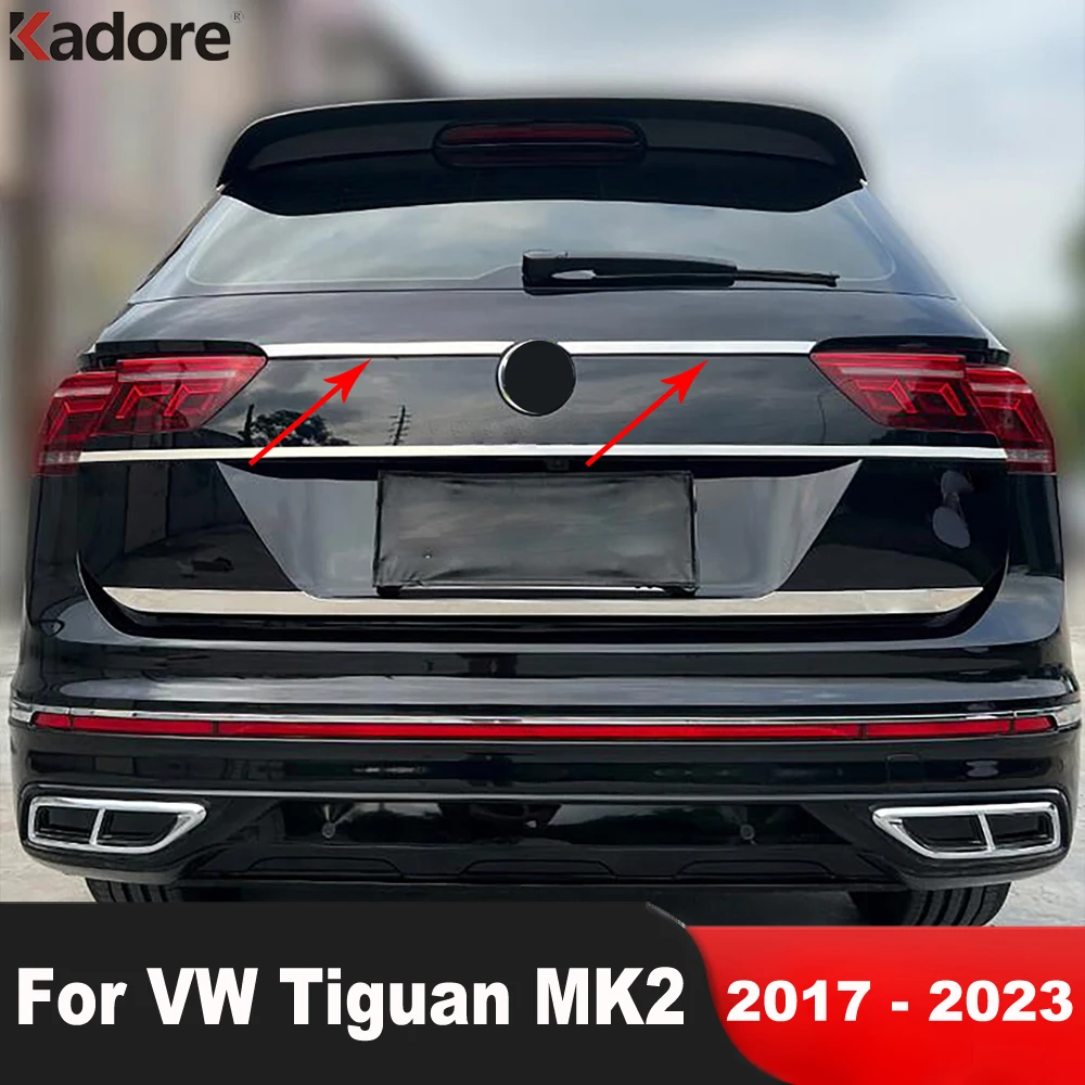 Rear Trunk Lid Cover Trim For Volkswagen VW Tiguan 2017-2021 2022 2023 Steel Car Tailgate Molding Strip Exterior Accessories