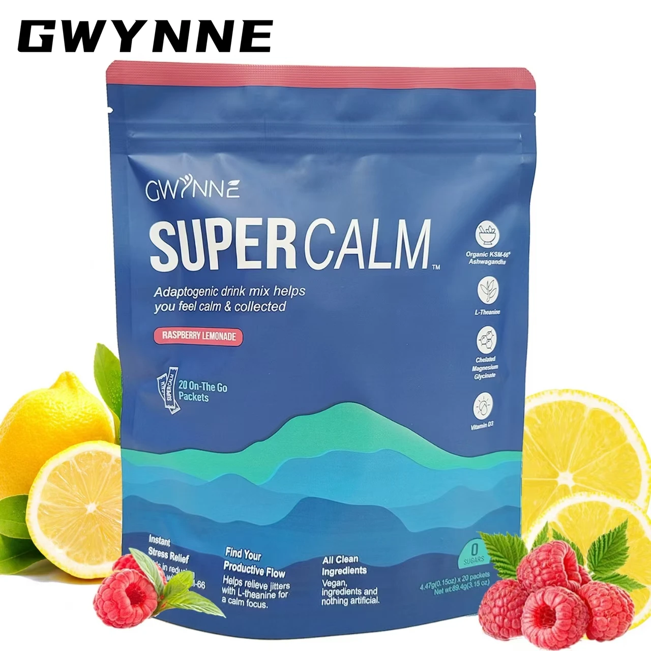 Gwynne Electrolitos en Polvo - Suplemento Hidratación Inteligente | 20 Sobres Frambuesa/Limón | vegano y sin lactosa | Recarga Energética + Sueño Profundo | Magnesio/Potasio/Sodio | Dietético para Deportistas
