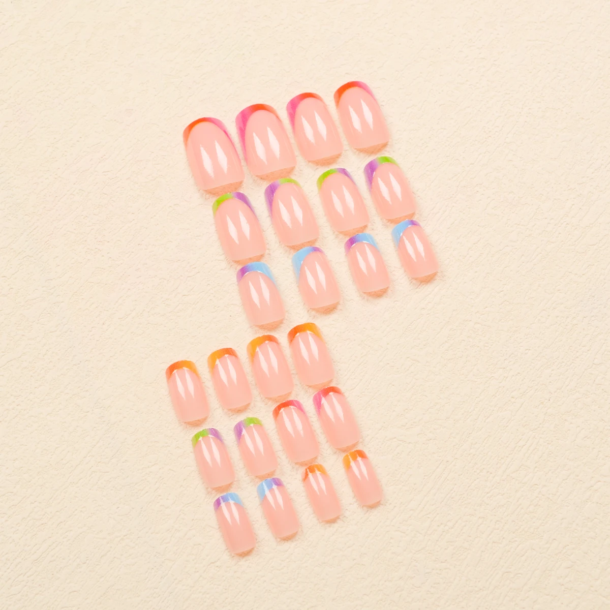 Parche de uñas francesas dobles de Color fresco Simple, cuadrado medio, 24