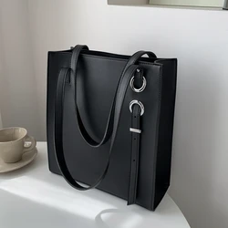 Large Capacity Women's Shoulder Bags 2024 New Fashion Texture Casual Female Solid Commuter Handlebags for College Girl Students