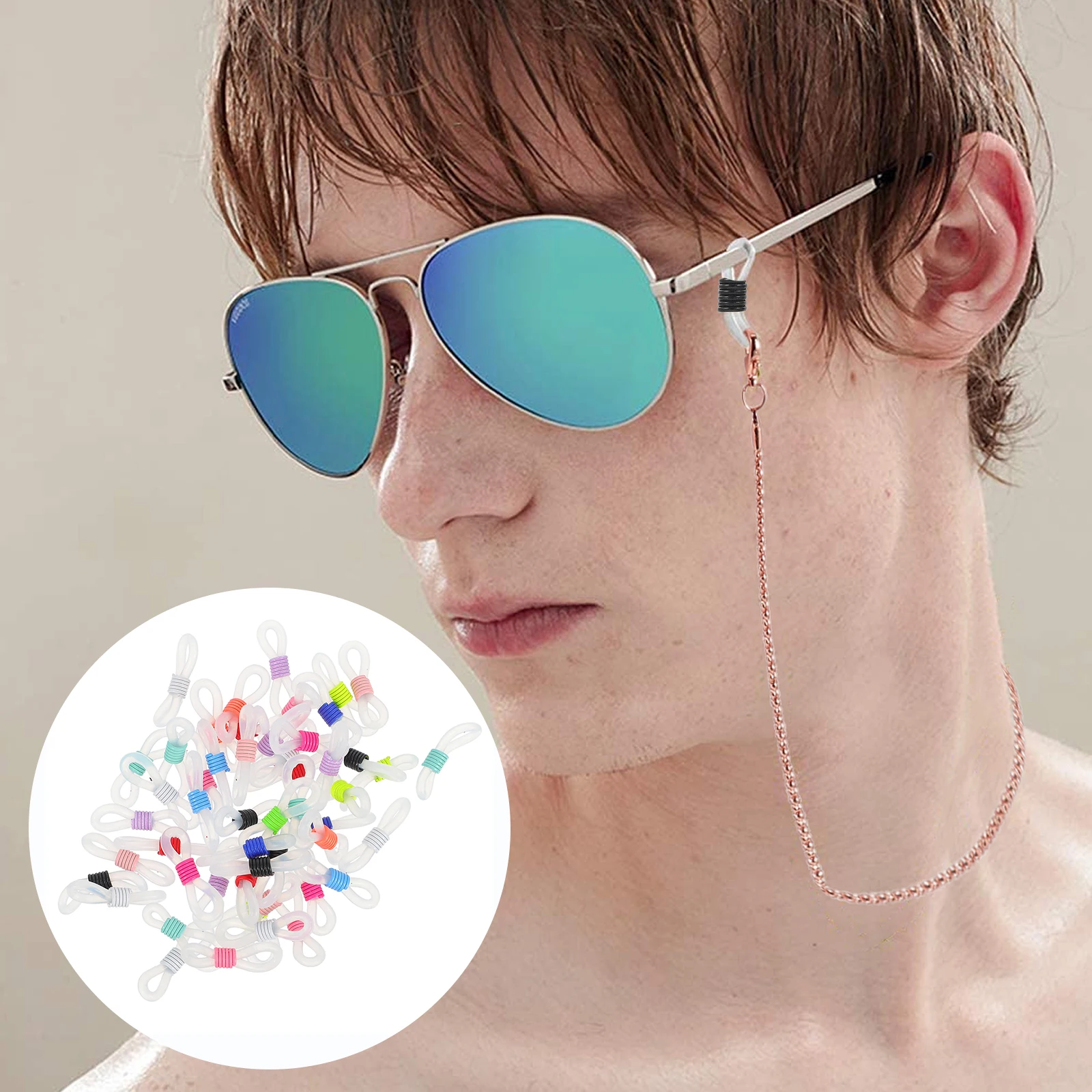 

50 Pcs Holder The Chain Eyeglasses Connector Rubber Connectors Ends for Eyewear