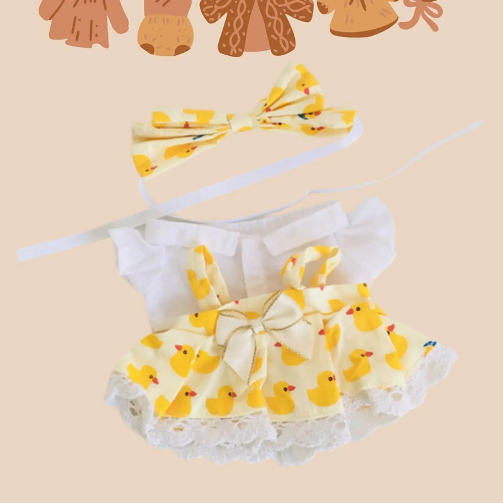 

Set of 3 Outfits for 20cm Doll - Includes Skirt, Top, And Hair Accessory