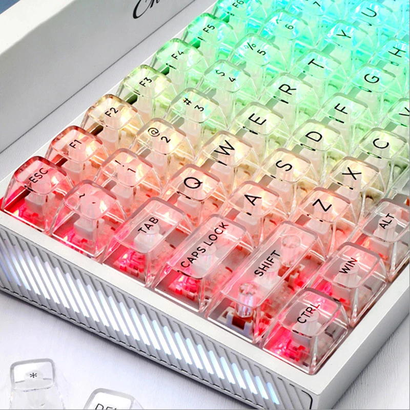 

Crystal Transparent Keycaps For Gaming Mechanical Keyboard 132 Keys Similar SA Profile Keycap ISO Enter RGB backlit Key Cap DIY