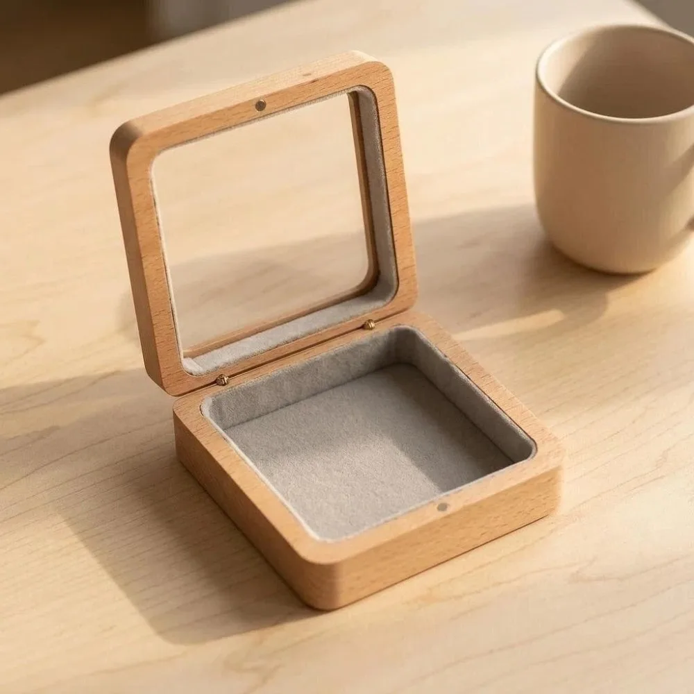 Luxury Wooden Bracelet Holder Square Packaging Transparent Lid Jewelry Box Anti-collision Storage Hand Chain Display Case