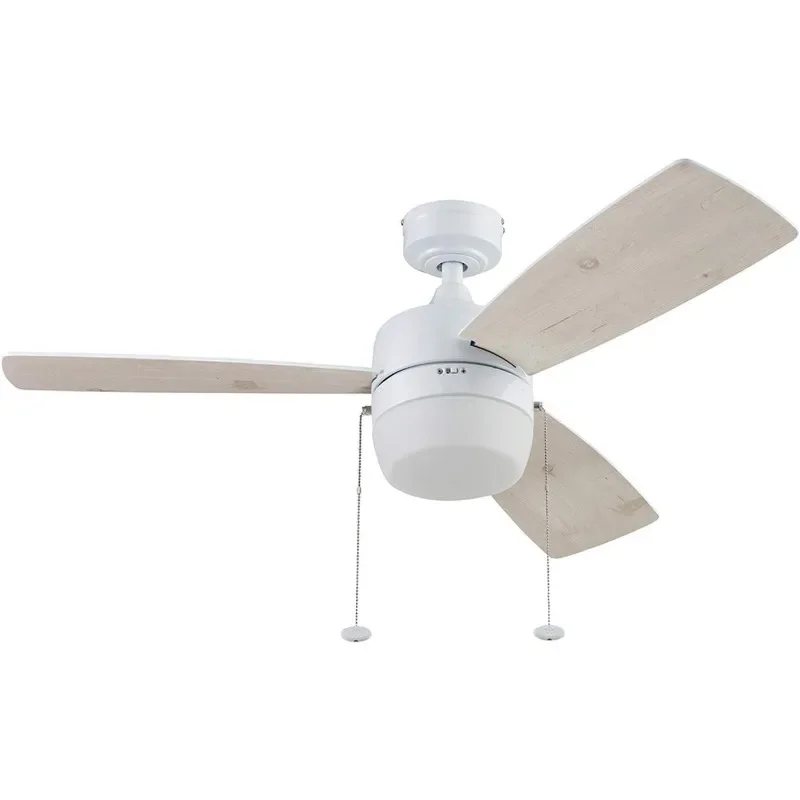 

HAOYUNMA 44 Inch Contemporary Indoor LED Ceiling Fan with Light, Pull Chain, Dual Mounting Options, Dual Finish Blades