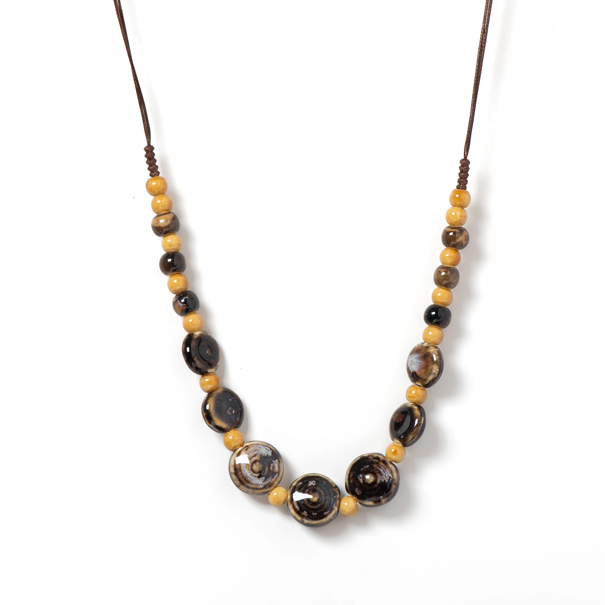 Colorful Distressed Retro Irregular Ceramic Gift Neckalce artware Antique wholesale Necklaces & Pendants For women #XN026-7