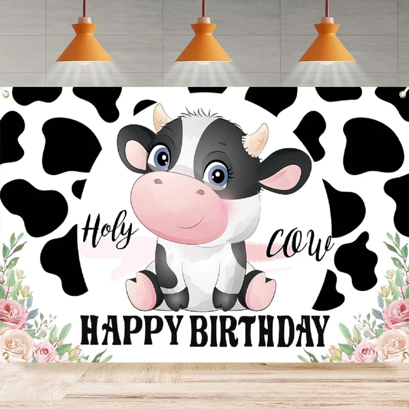 Cow Birthday Party Holy Cow Photography Backdrop Poster For Farm Animals Background Home Party Backdrop Wall Banner Decor