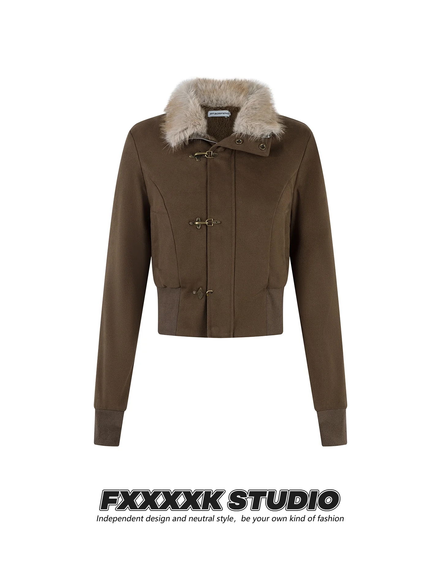 

Оригинальная американская ретро-куртка FXK с меховым воротником и подкладкой, длиной до плеч, в стиле «авиатор», синего цвета.