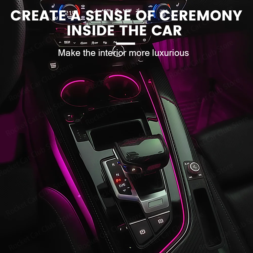 For Audi A4 A5 B9 2017-2023 Car The Central Control Panel Lights Up And Black The Storage Box LED 30-32 Color Ambient Light view 4