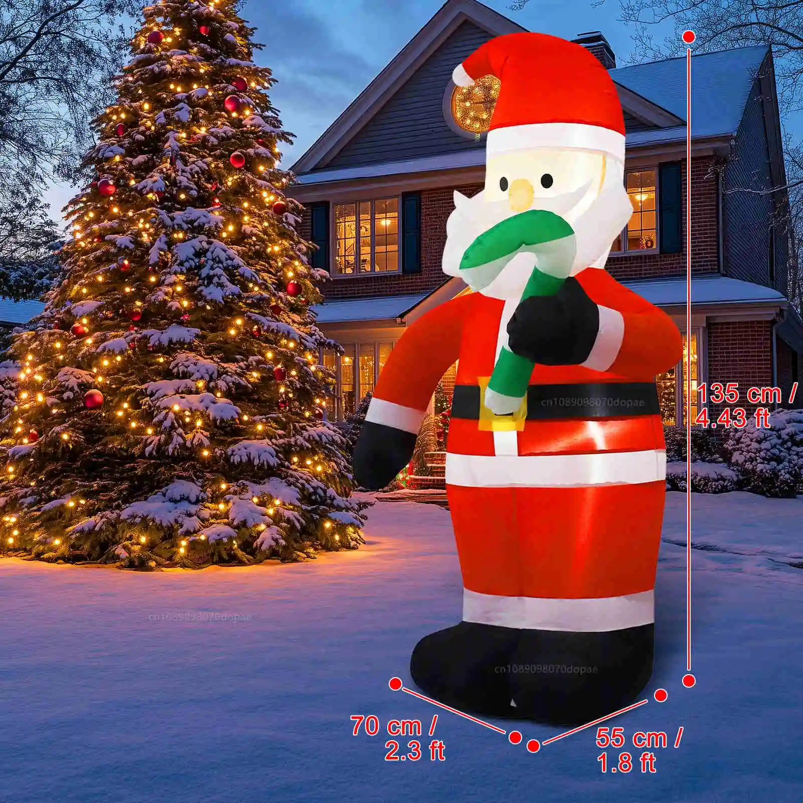 4FT عيد الميلاد نفخ سانتا عكاز صغير ديكور خارجي المدمج في أضواء LED في الهواء الطلق ساحة عطلة حفلة حديقة الحديقة ديكور الدعامة